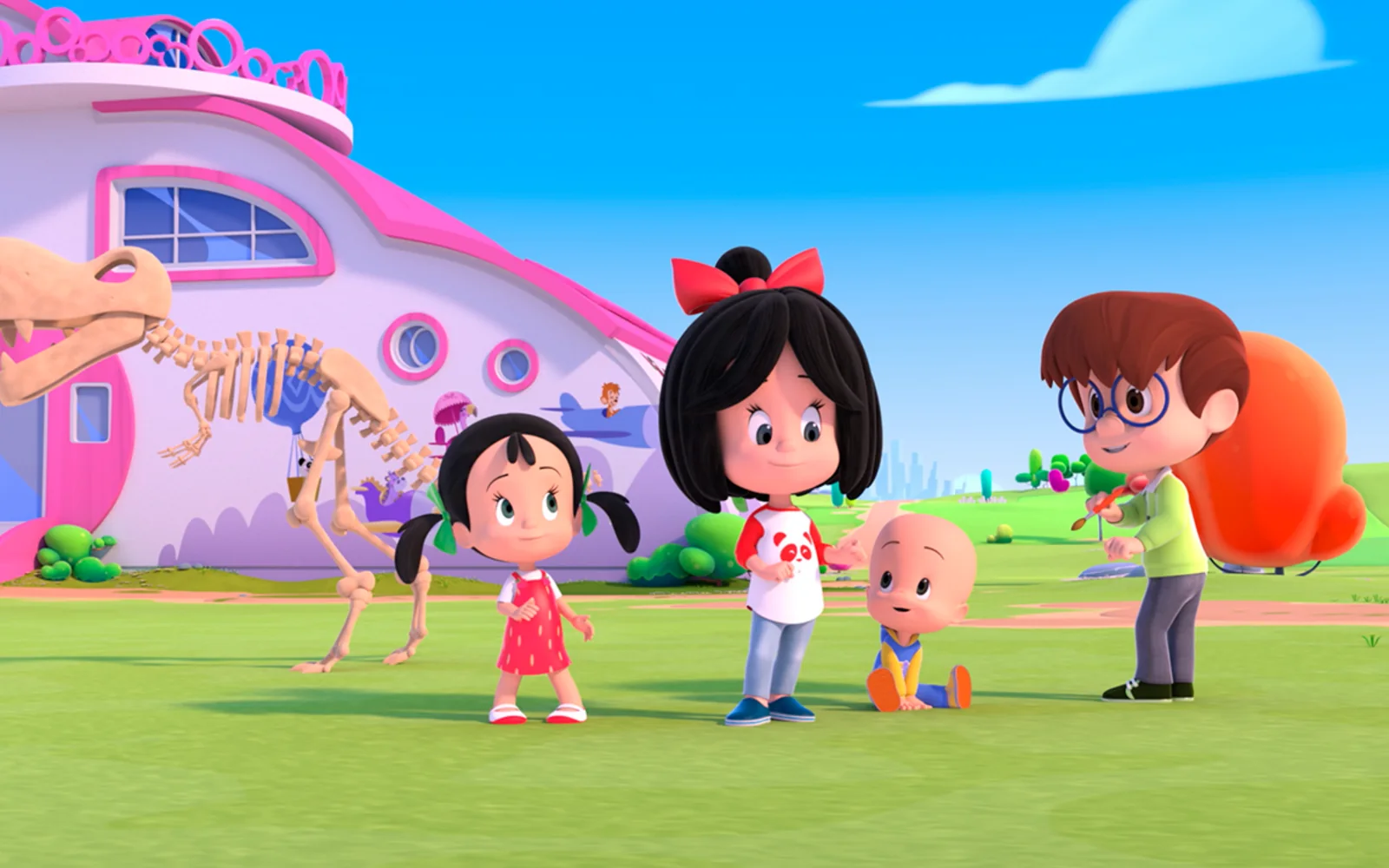 Cleo, Cuquín y sus hermanos jugando juntos